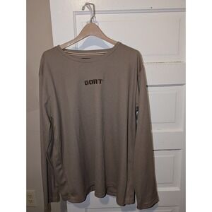 Public Record Mens GOAT Embroidered Knit Thermal Long Sleeve Shirt Taupe 2XL